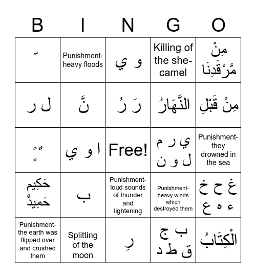 Bingo Intermediate Bingo Card