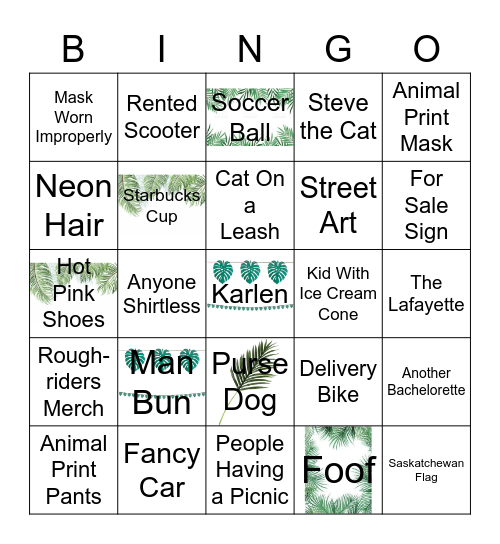 Karlen's Bachelorette Bingo Card