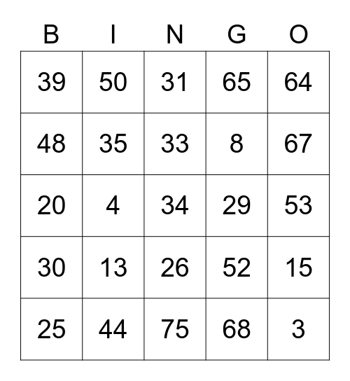 Team Time Bingo Card