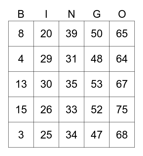 TEA(M) - TIME BINGO ! Bingo Card