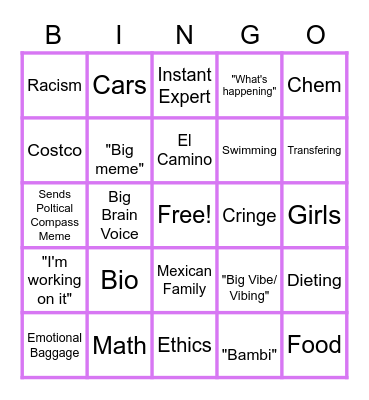 EFRAIN Bingo Card