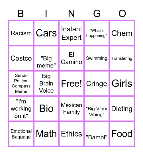 EFRAIN Bingo Card