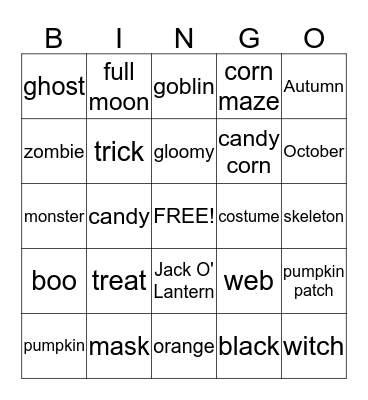 Halloween Bingo Card