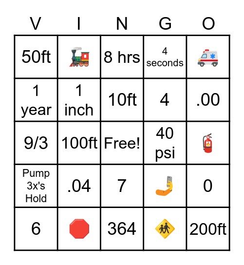 Van Bingo Card