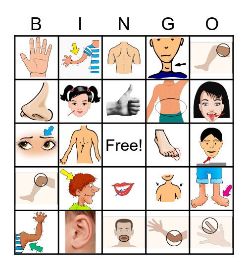 Part of Body Bingo Card
