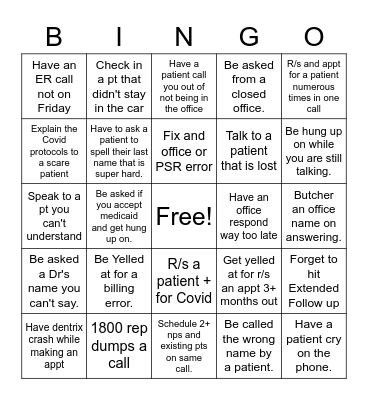 Bizaro Bingo..... Bingo Card