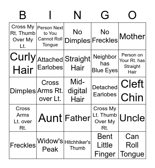 Traits Bingo Card