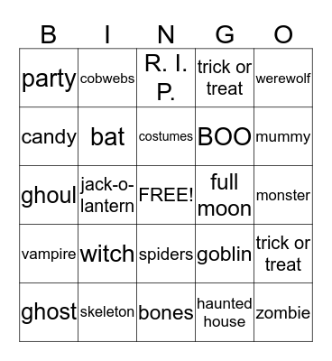 Halloween Bingo Card