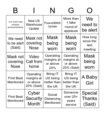 Sept Meeting Bingo Card