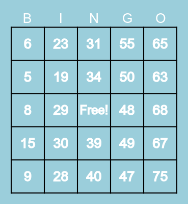 Summer Fun Bingo Card