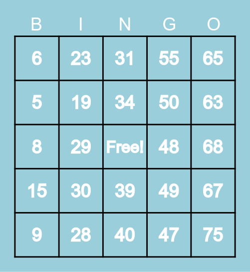 Summer Fun Bingo Card