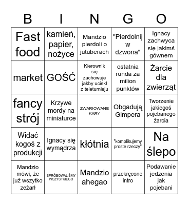 Mniej Więcej Bingo Card
