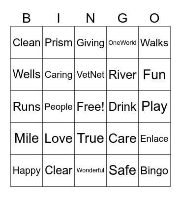 Water For People Bingo Card