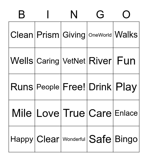 Water For People Bingo Card