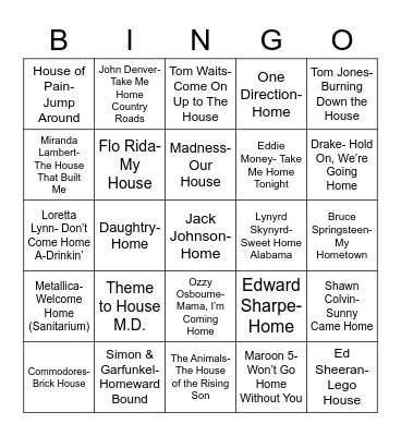 Total-Quiz.com Presents Radio Bingo: Home Is Where The Bingo Is Bingo Card