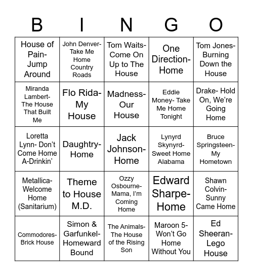 Total-Quiz.com Presents Radio Bingo: Home Is Where The Bingo Is Bingo Card