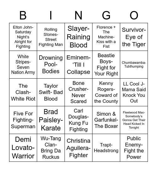 Total-Quiz.com Presents Radio Bingo: Cage Match Bingo Card