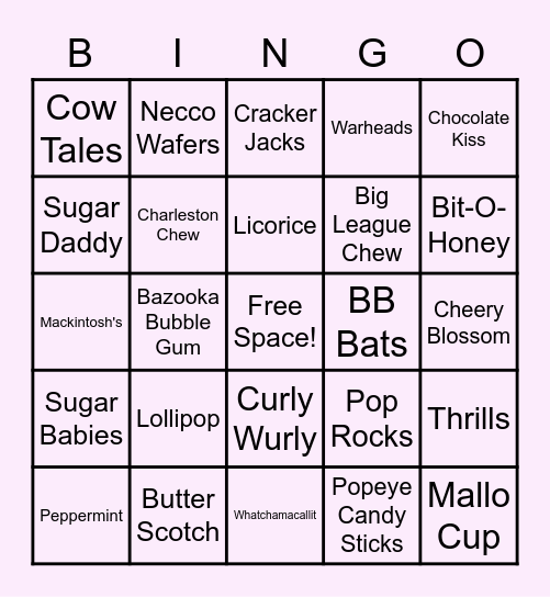 Sweet Treats Bingo! Bingo Card
