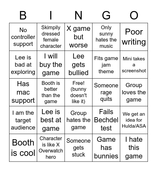 indie bingo Card