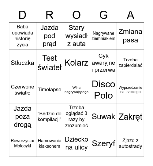 Polskie Drogi Bingo Card