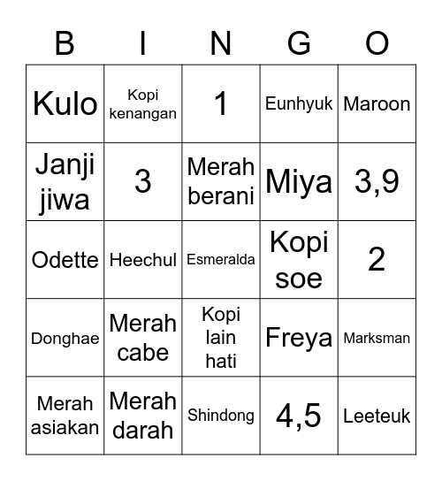 Gyujeong Bingo Card