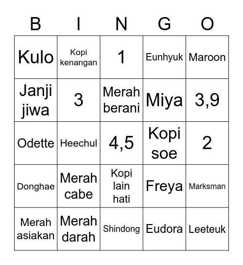 Gyujeong Bingo Card