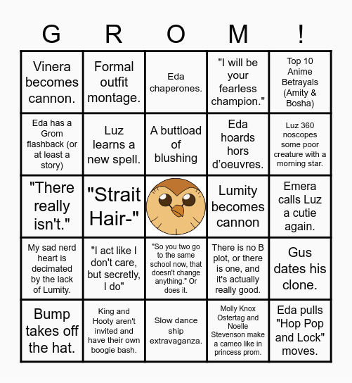 Enchanting Grom Fright Bingo Card