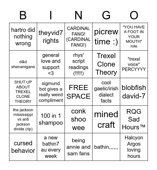 SF SERVER Bingo Card