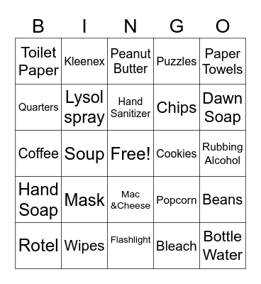 COVID 19 Bingo Card