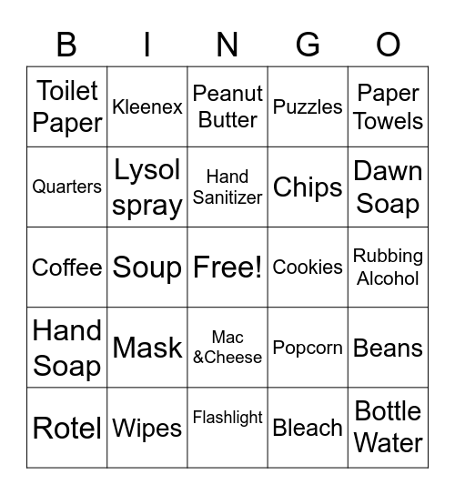 COVID 19 Bingo Card