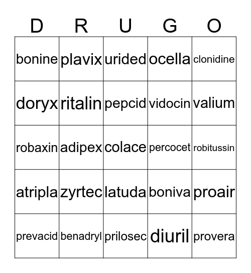 Pharmacy Bingo- The Formulary Bingo Card