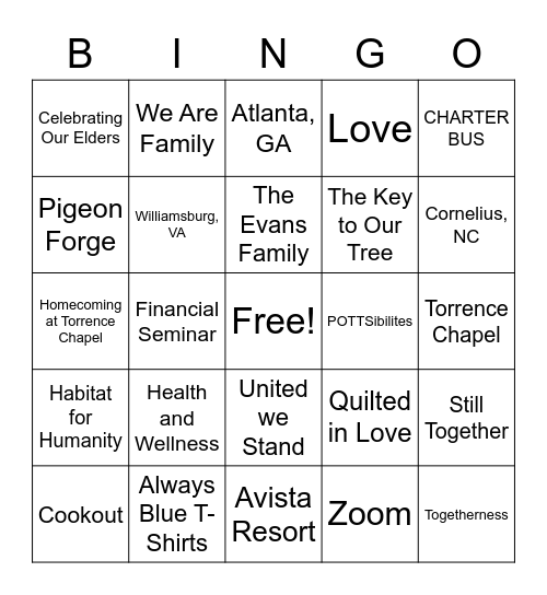 Potts 2021 Bingo Card