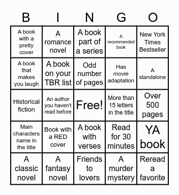 BOOK BINGO Card
