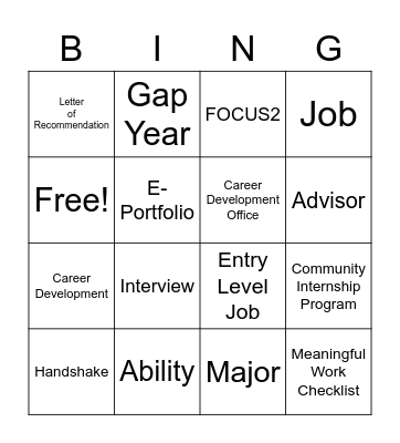 Career Development & Meaningful Work Bingo Card