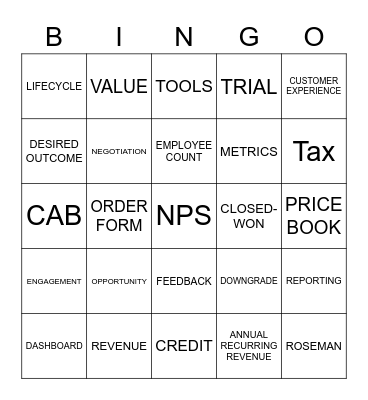 Customer Success Bingo Card