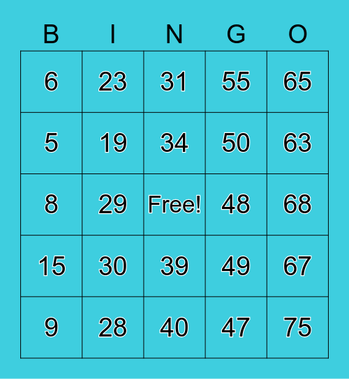 Summer Fun Bingo Card