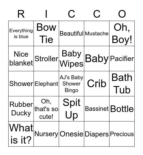 Baby Bingo Card