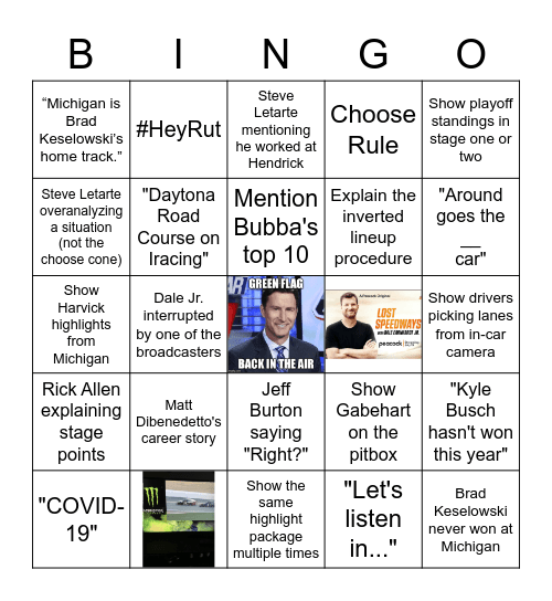 Michigan Double Header Edition NBC Bingo Card