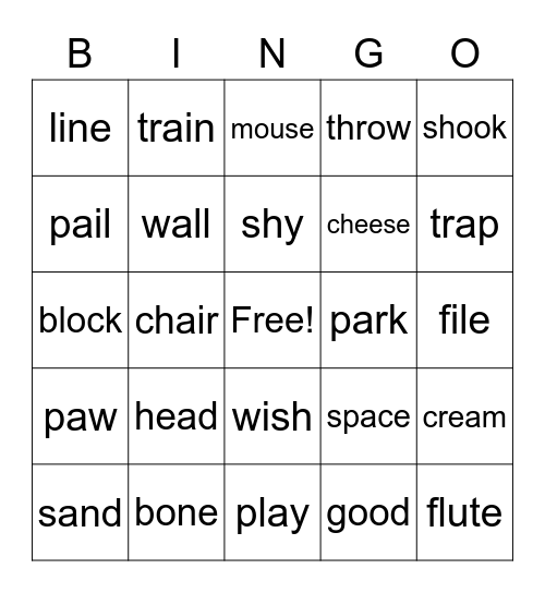 BINGO RHYME Bingo Card