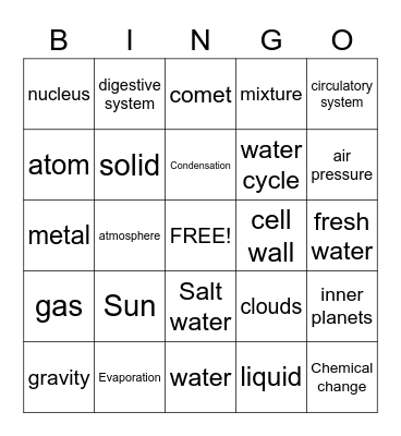 Crazy for Science! Bingo Card