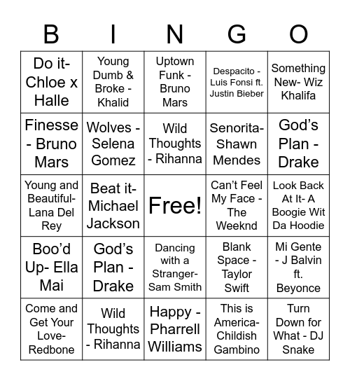 Music Bingo Card