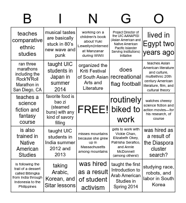 ASAM Faculty and Staff!  Bingo Card