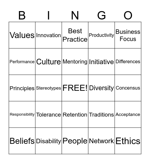 Diversity & Inclusion Bingo Card