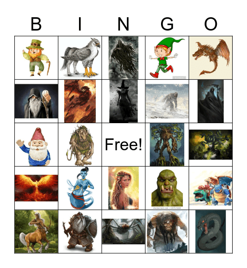 Fantasy Creatures Bingo Card
