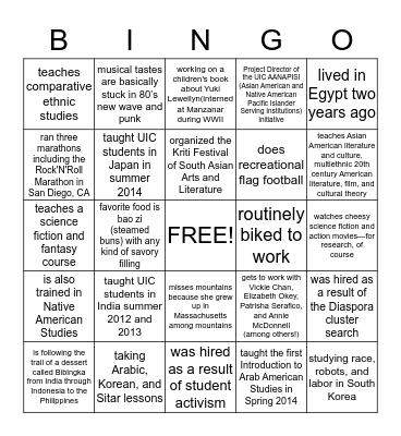 ASAM Faculty and Staff!  Bingo Card