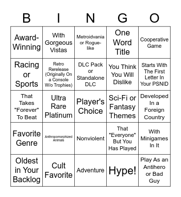 Bingo Bonanza 2020 Bingo Card