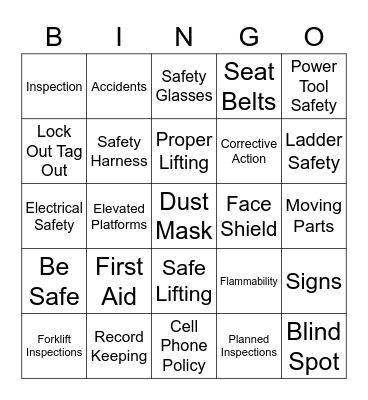 SAFETY BINGO Card