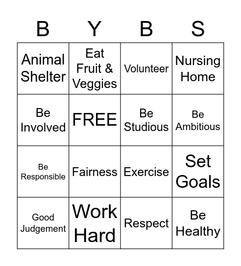 BE YOUR BEST SELF  Bingo Card