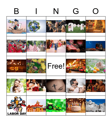 Holidays Bingo Card