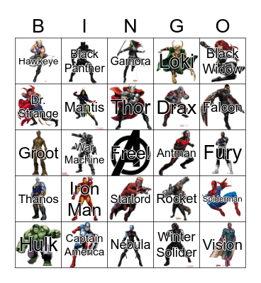 Avengers Bingo Card